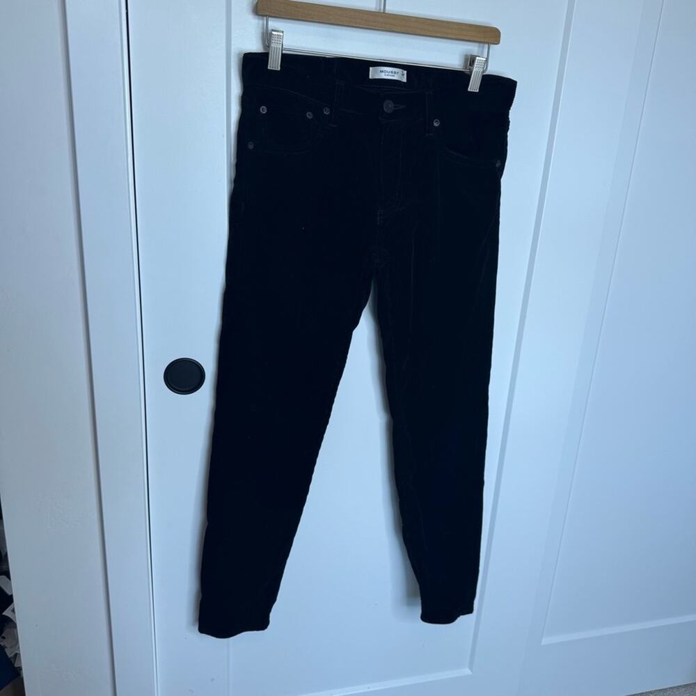 Moussy Vintage Black Corduroy Mid Rise Slim Ankle Jeans Size 30